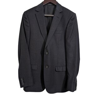 Z Zegna Mens Dark Navy/Black Micro-Pattern Wool Suit Jacket Blazer EU 46R Drop 8
